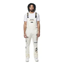 Racing Patched Stacked Overalls - Chalk