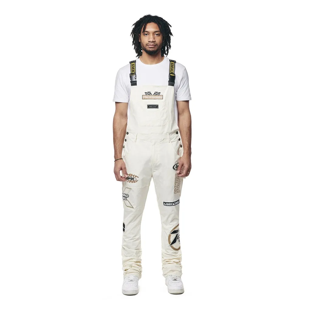 Racing Patched Stacked Overalls - Chalk