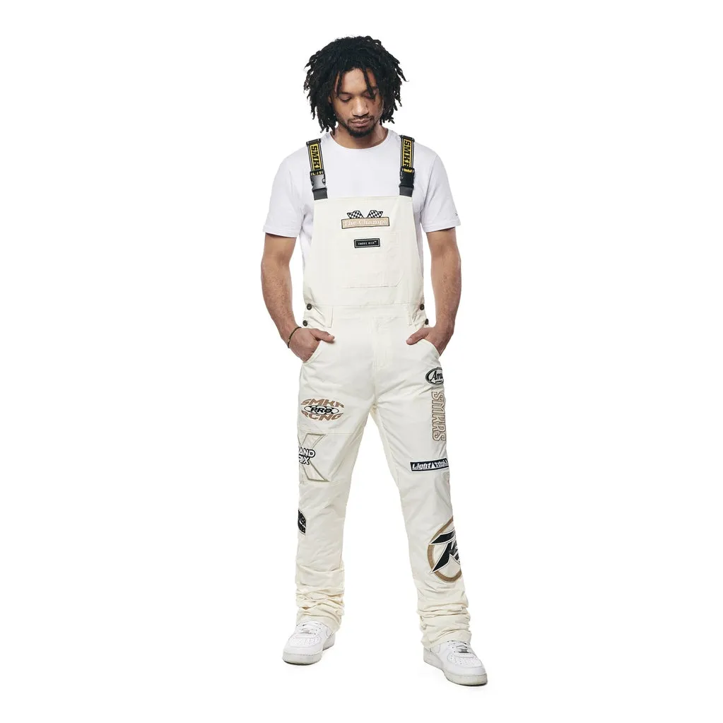 Racing Patched Stacked Overalls - Chalk