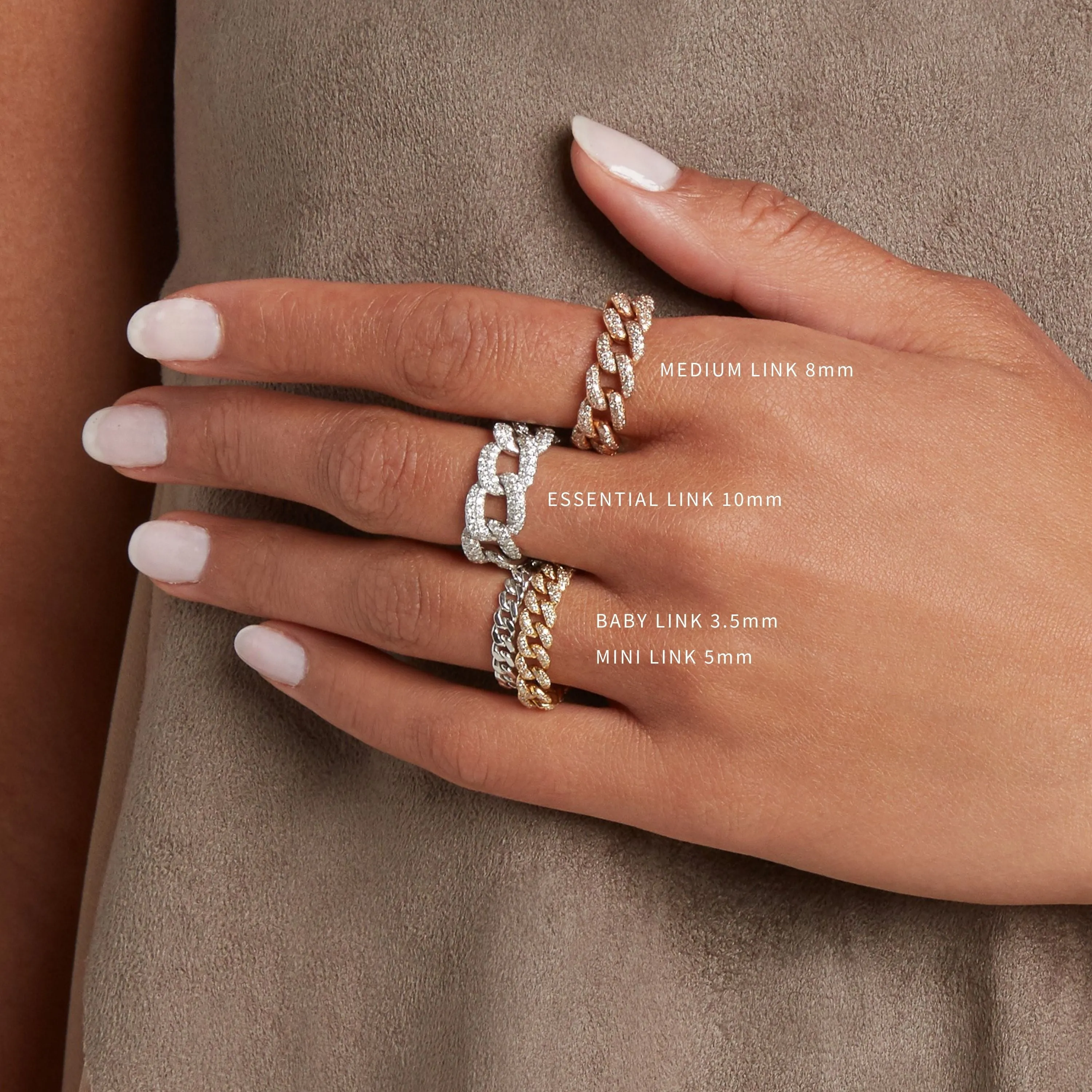 READY TO SHIP DIAMOND MEDIUM PAVE LINK RING