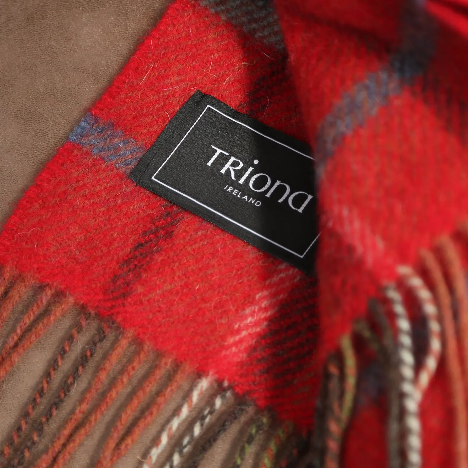 Red & Midnight Blue Plaid Large Wool Blanket