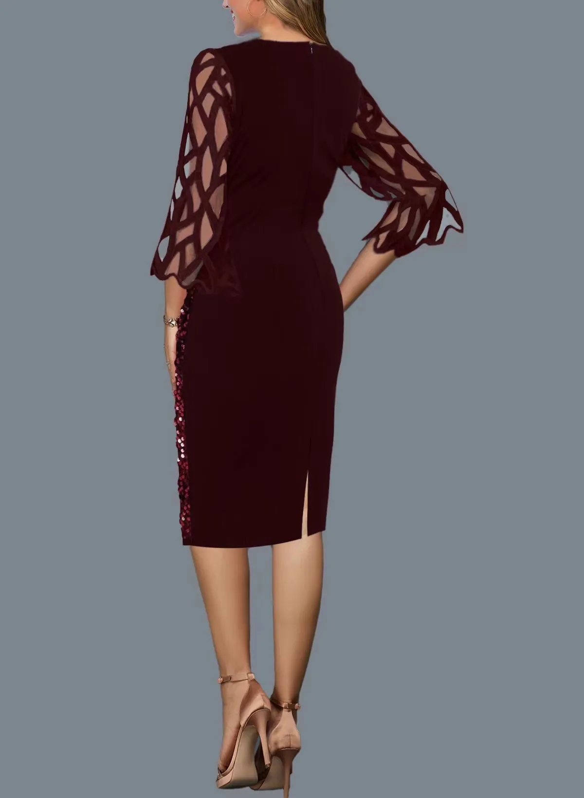 Round Neck 3/4 Sleeve Dress