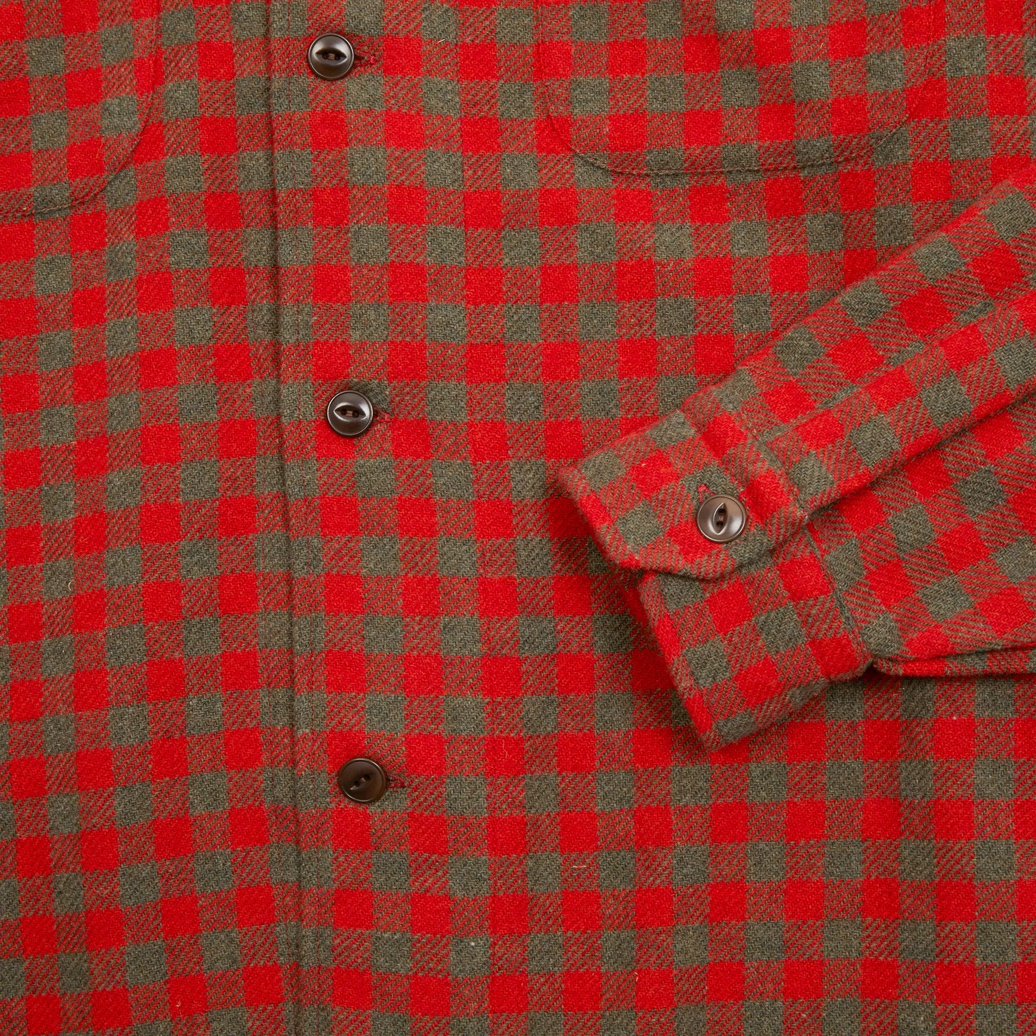 Womens Giulia Red and Khaki Check Wool Shirt by Salvatore Piccolo