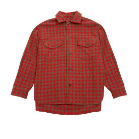 Womens Giulia Red and Khaki Check Wool Shirt by Salvatore Piccolo
