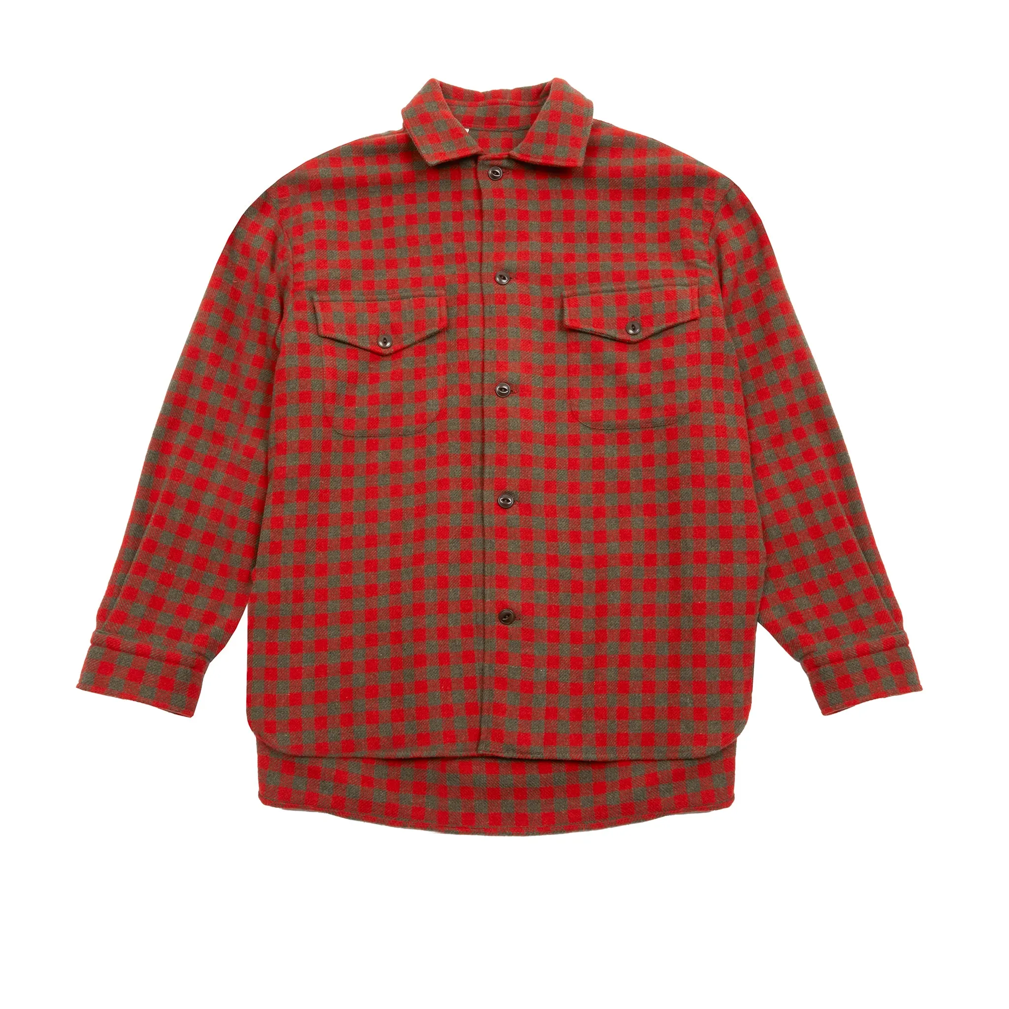 Womens Giulia Red and Khaki Check Wool Shirt by Salvatore Piccolo