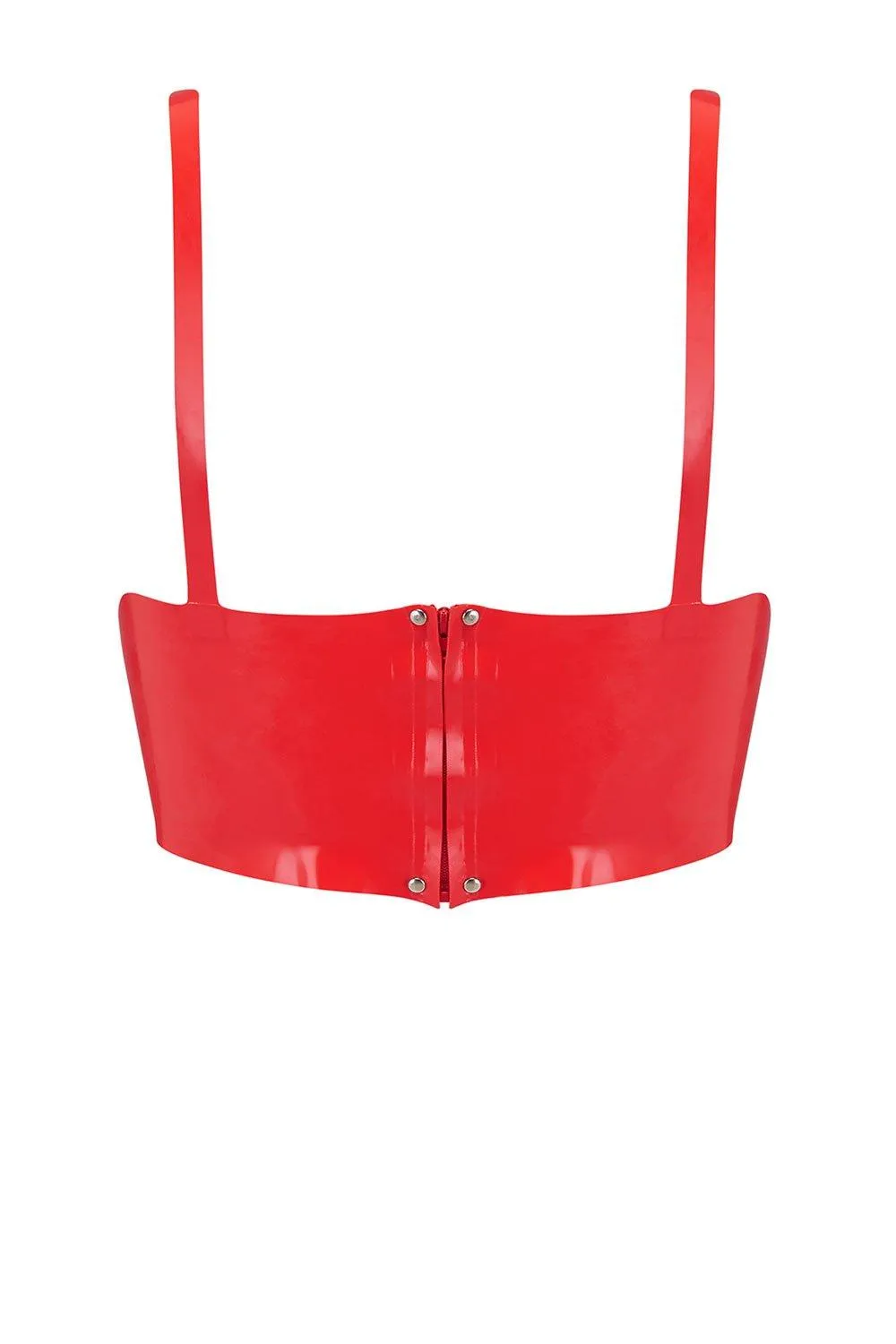 Scarlet Red Latex Full Cup Longline Bra