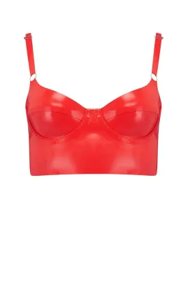 Scarlet Red Latex Full Cup Longline Bra