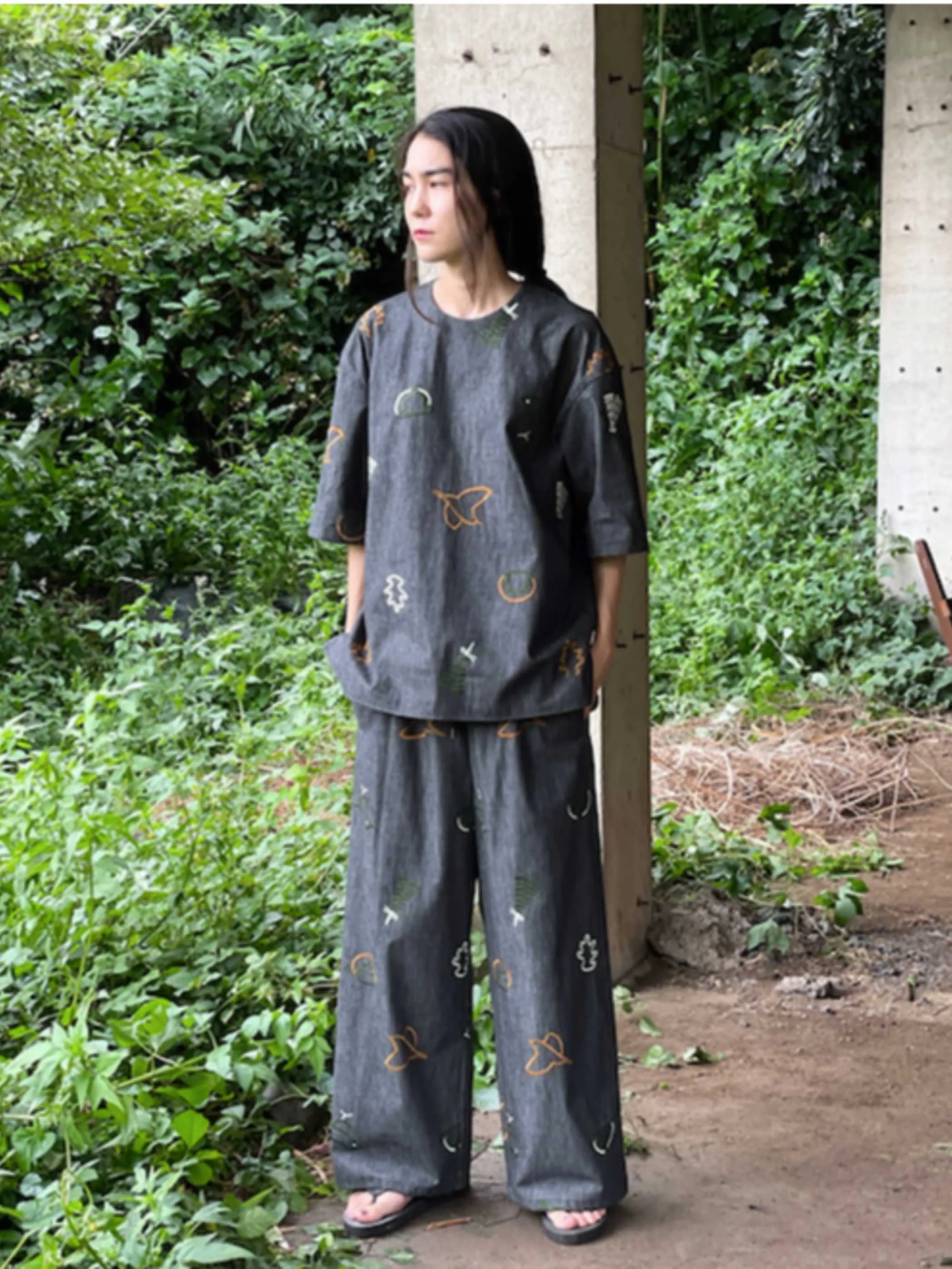 shisyu black denim tops