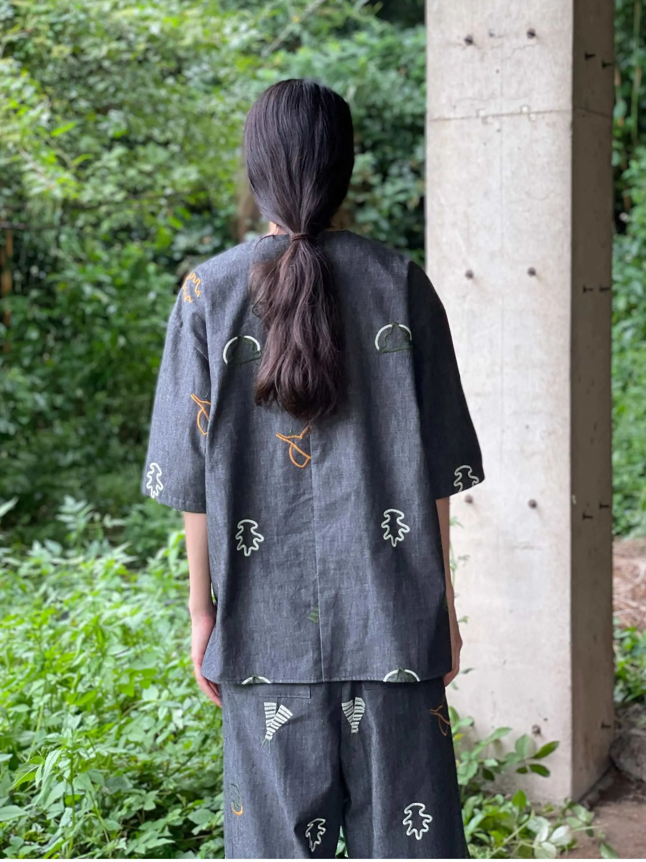 shisyu black denim tops