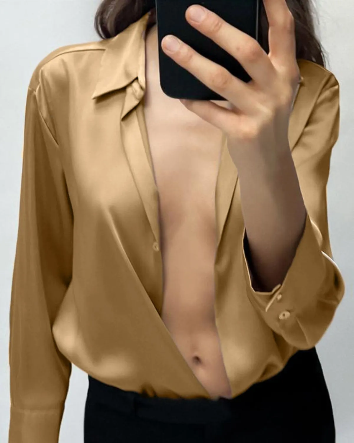 SOLID SATIN SHIRT