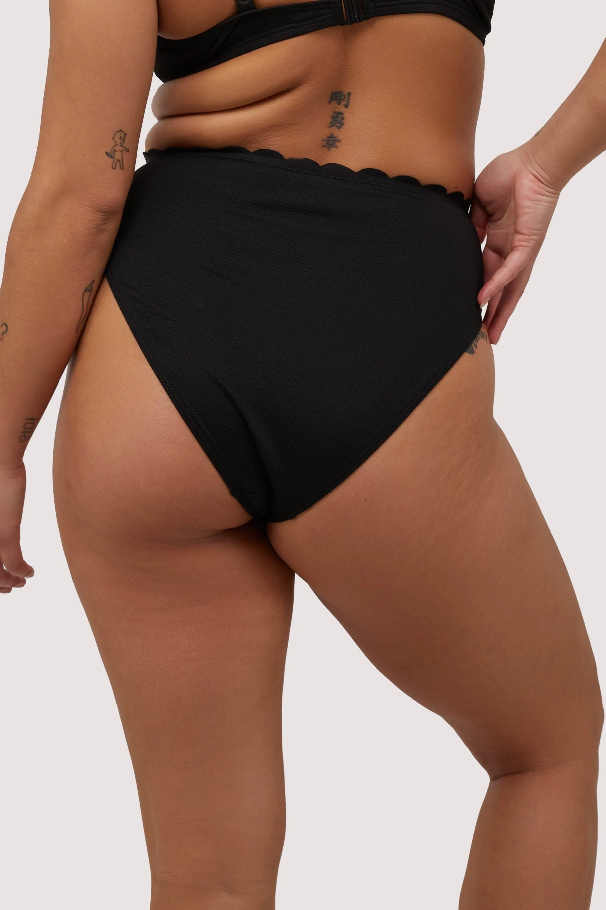Sophia Mix & Match Black Scallop High-Waist Bikini Bottom
