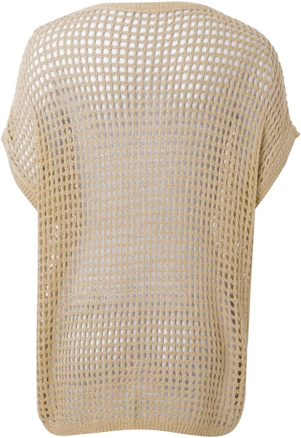 Summer Crochet Tops for Women Loose Off The Shoulder Shirts Hollow Out Knit Short Sleeve Sweater Top Beach Coverup