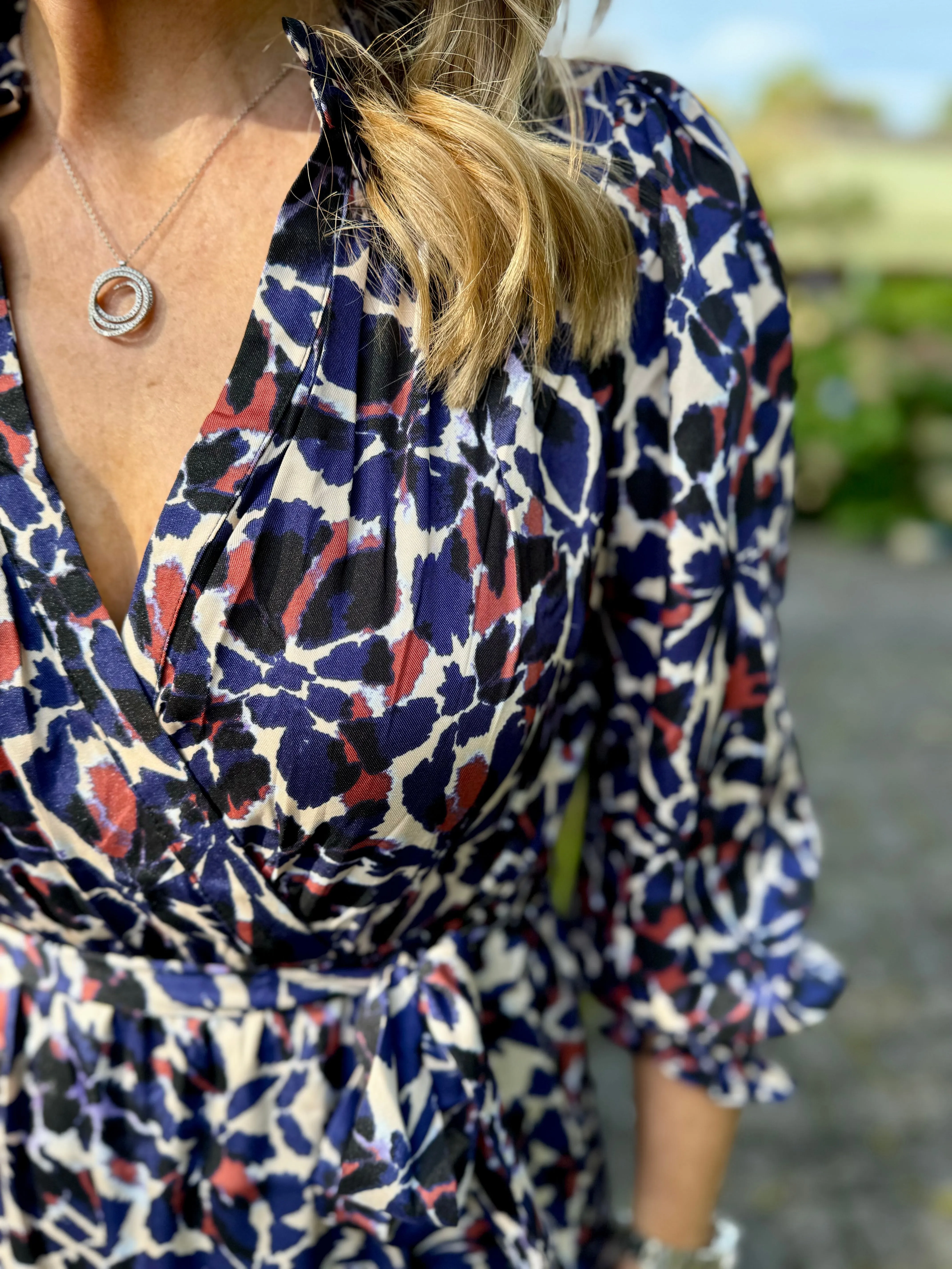 Suncoo Robe Cosima Abstract Floral Wrap Style Dress