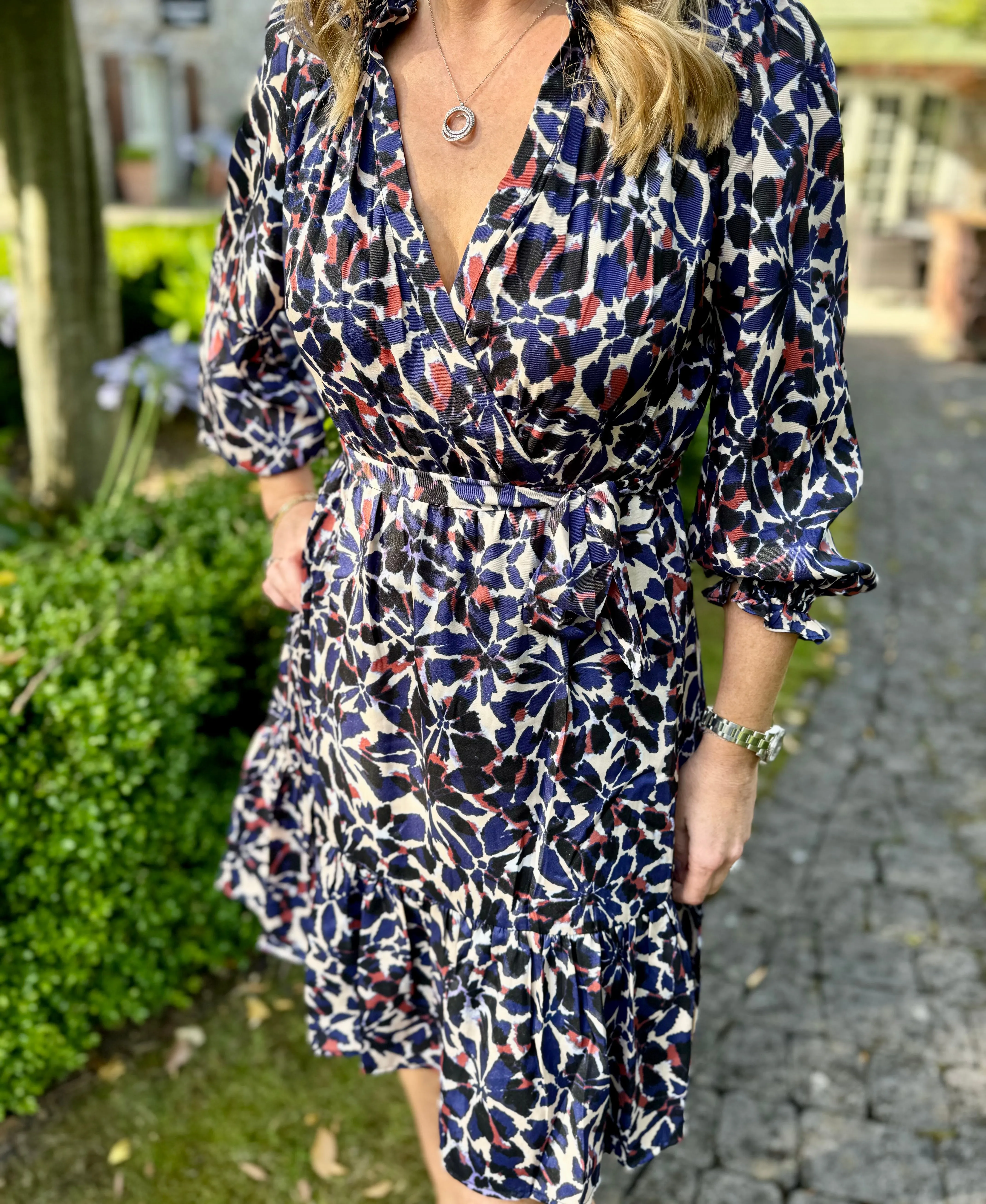 Suncoo Robe Cosima Abstract Floral Wrap Style Dress