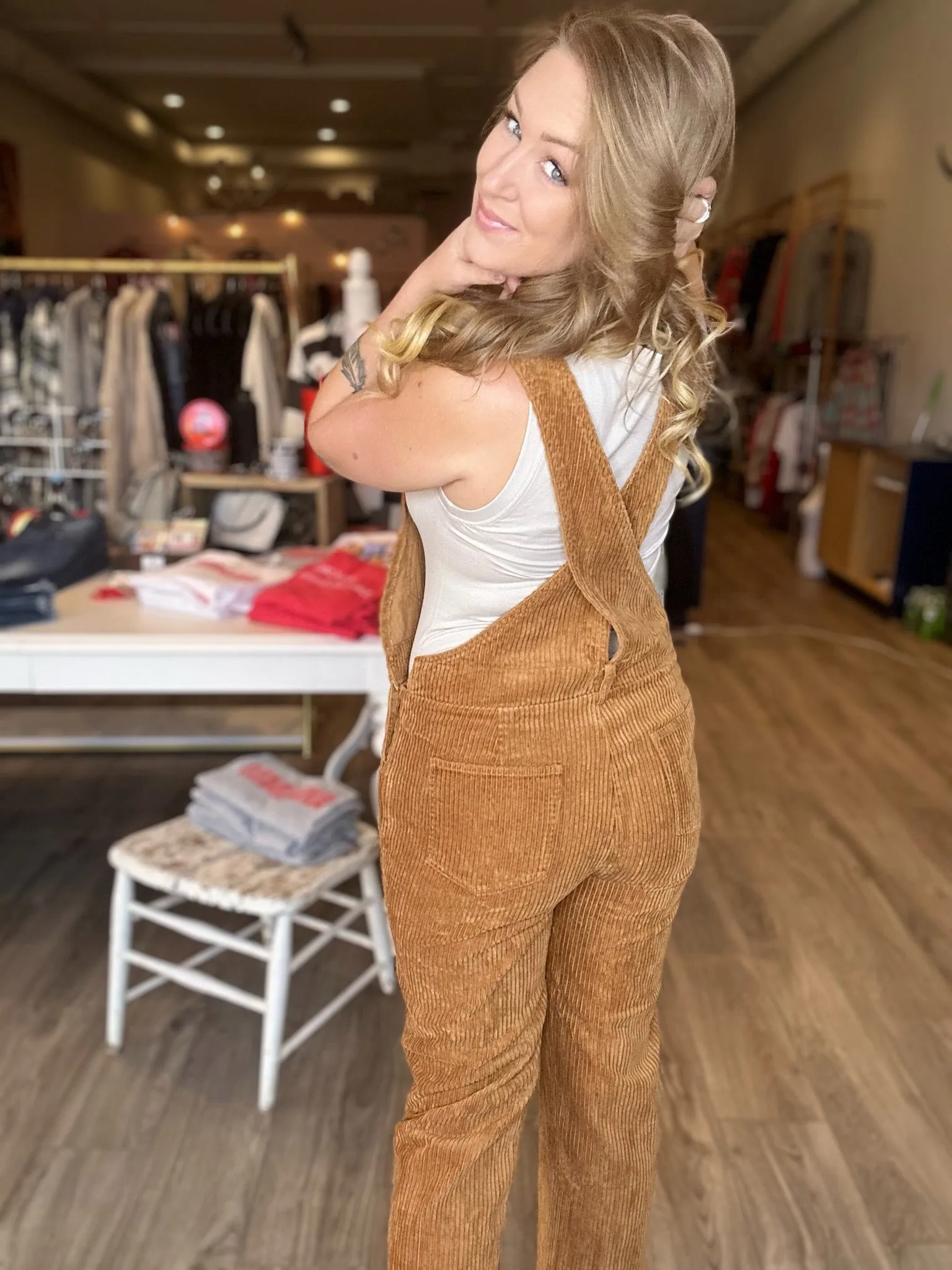 Tan Corduroy Overalls