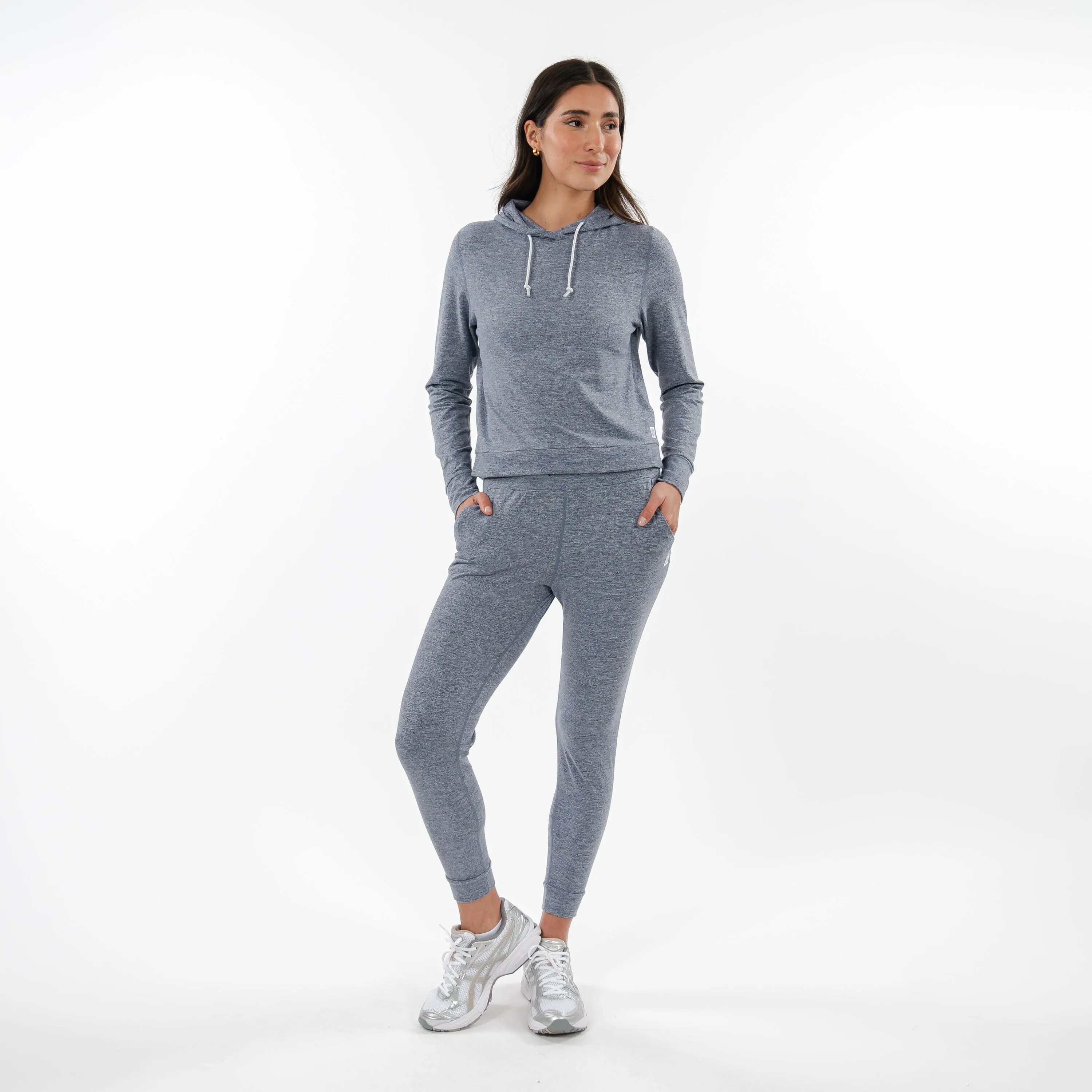 Tempo Performance Hoodie | Heather - Steel Grey/White