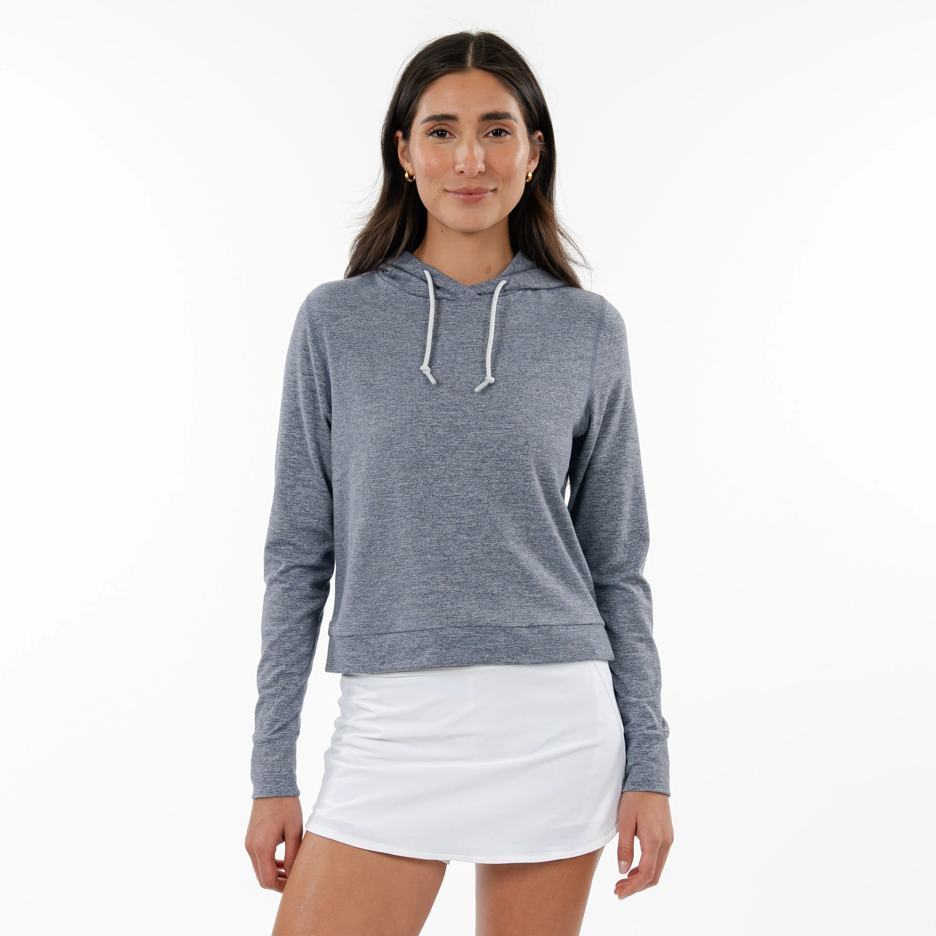 Tempo Performance Hoodie | Heather - Steel Grey/White