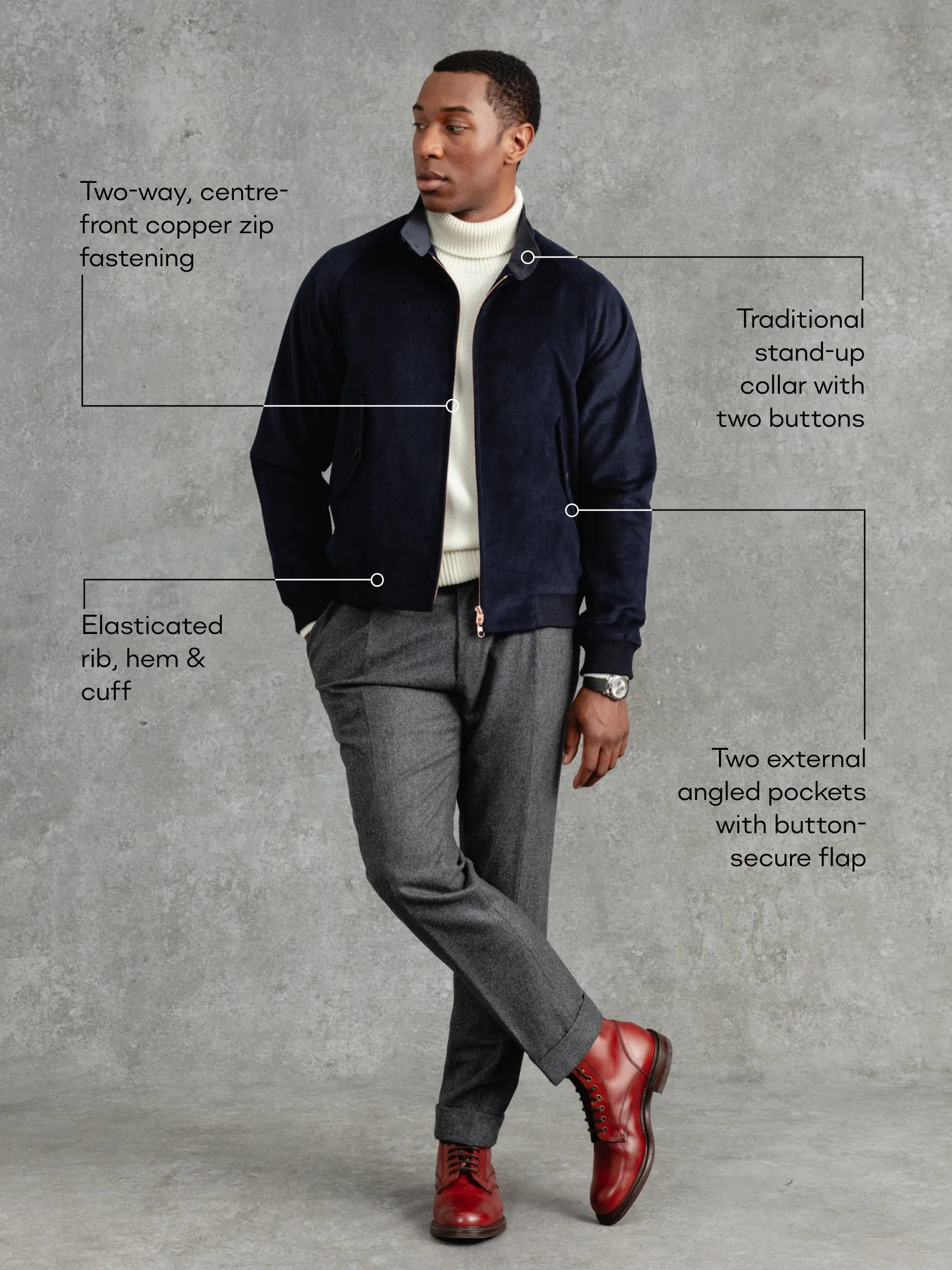 Optimized High-Quality M3 Cord Bomber Jacket in Stylish Ink Color