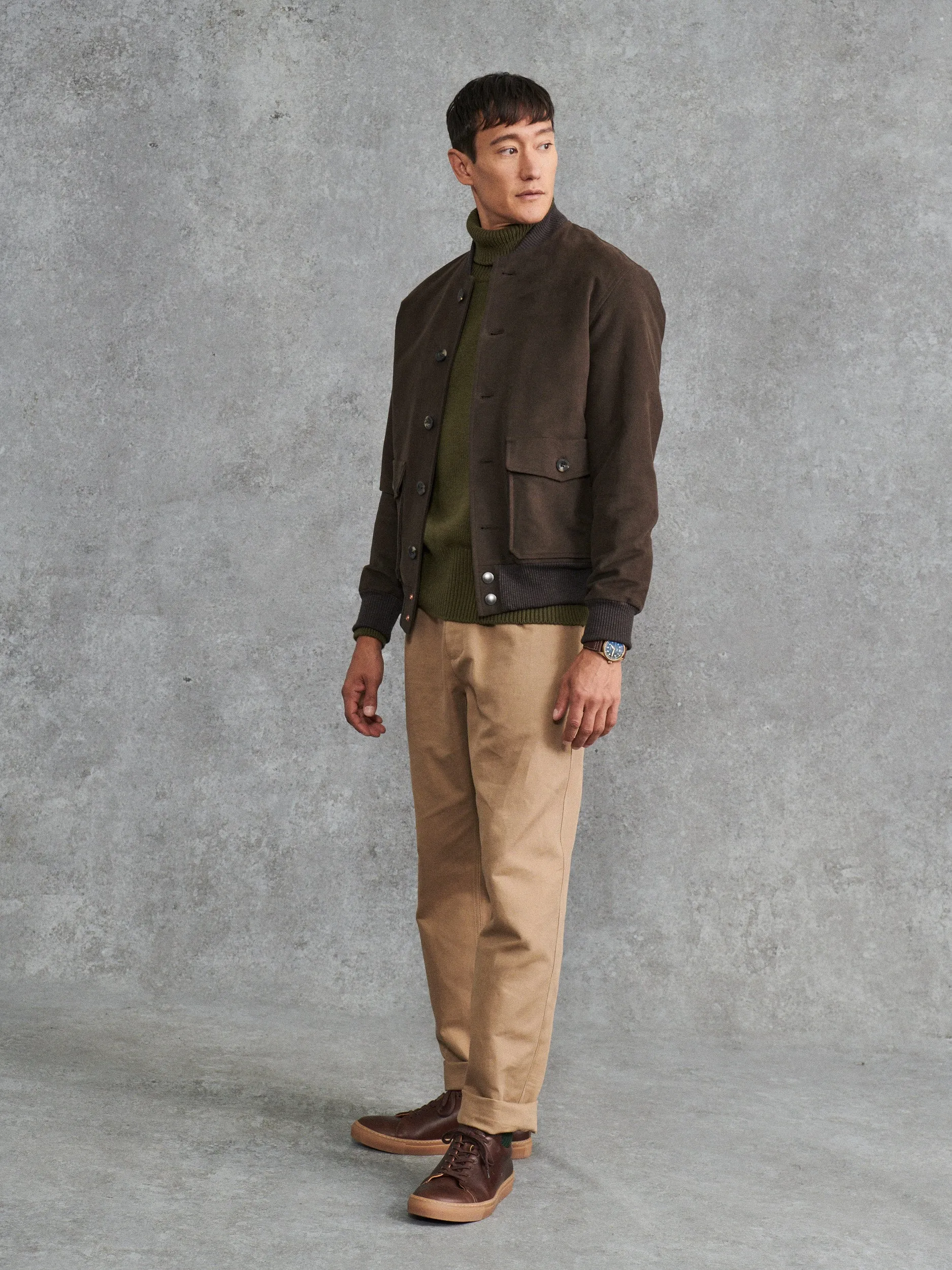 The Moleskin Bomber - Brown