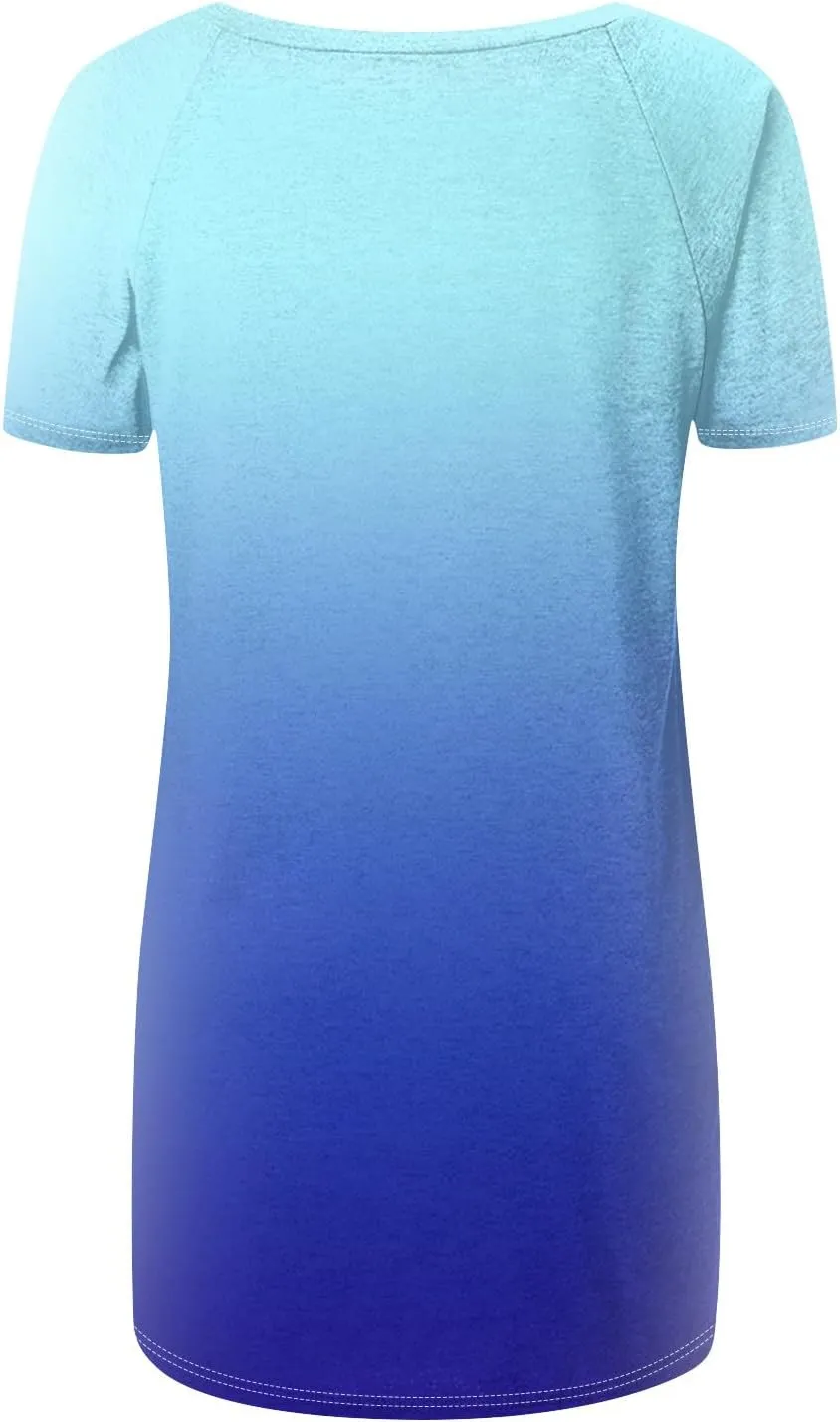 TWGONE Summer Tops for Women Short Sleeve Tunic Tops to Wear with Leggings Vacation Trendy Dressy Casual Loose Shirts