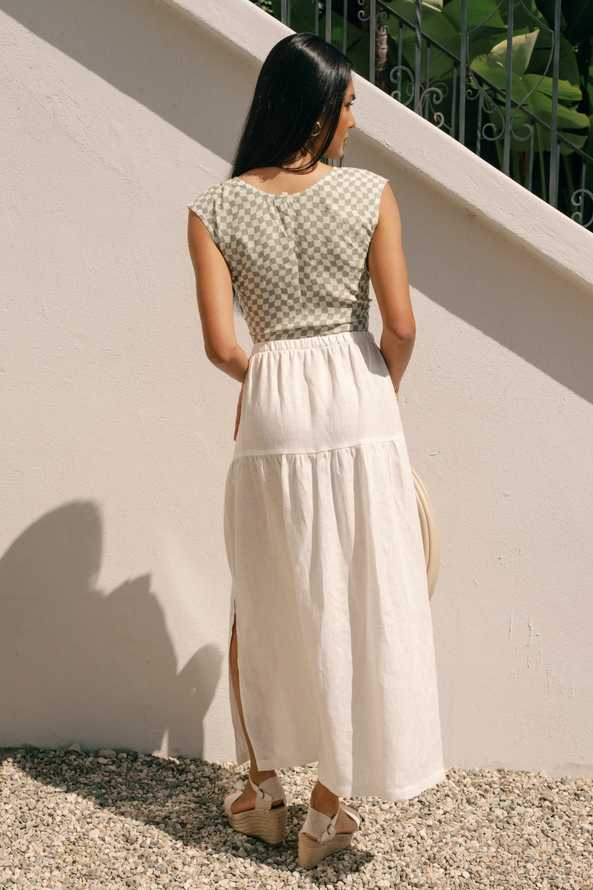 Valentina Top in Sage Check