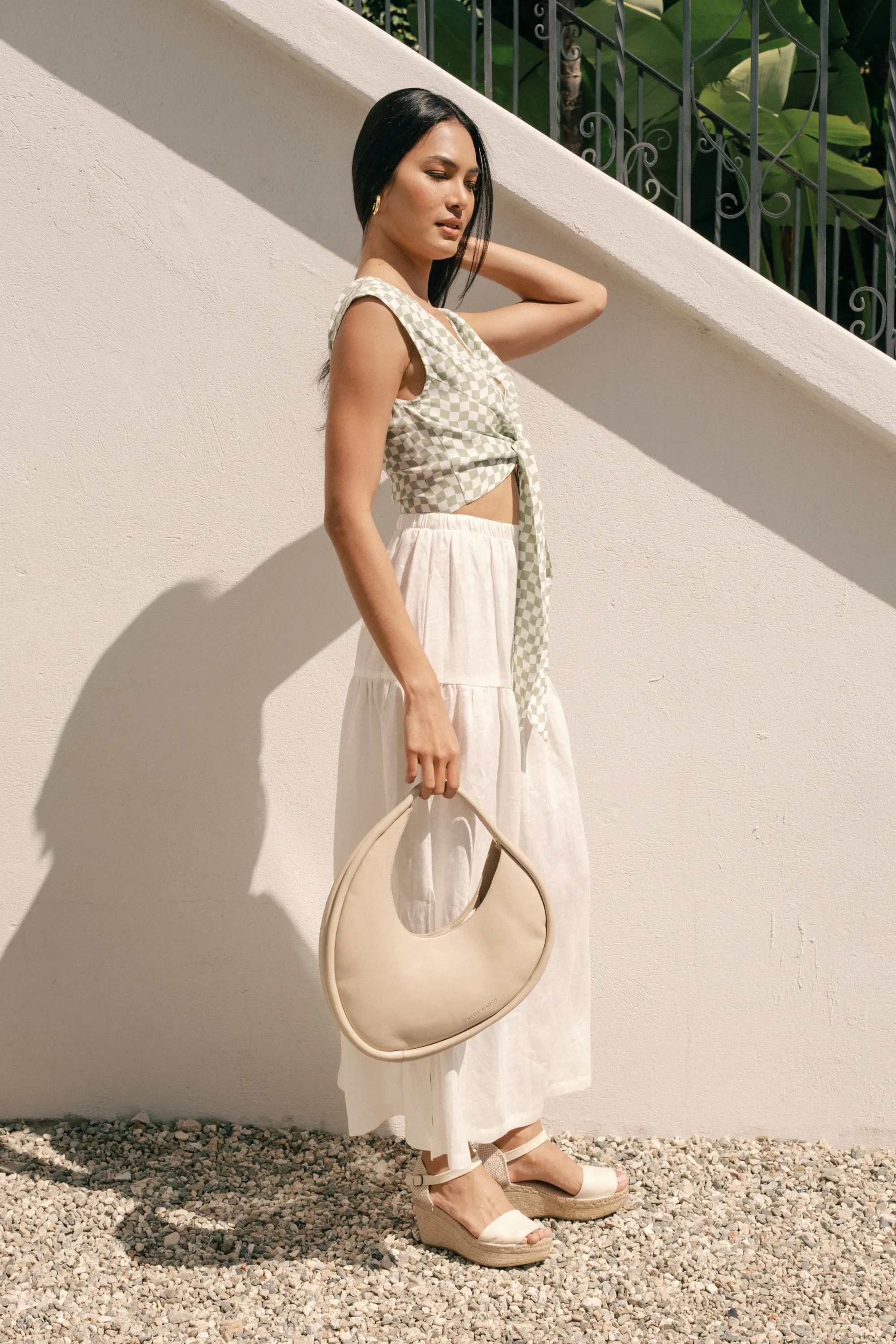 Valentina Top in Sage Check