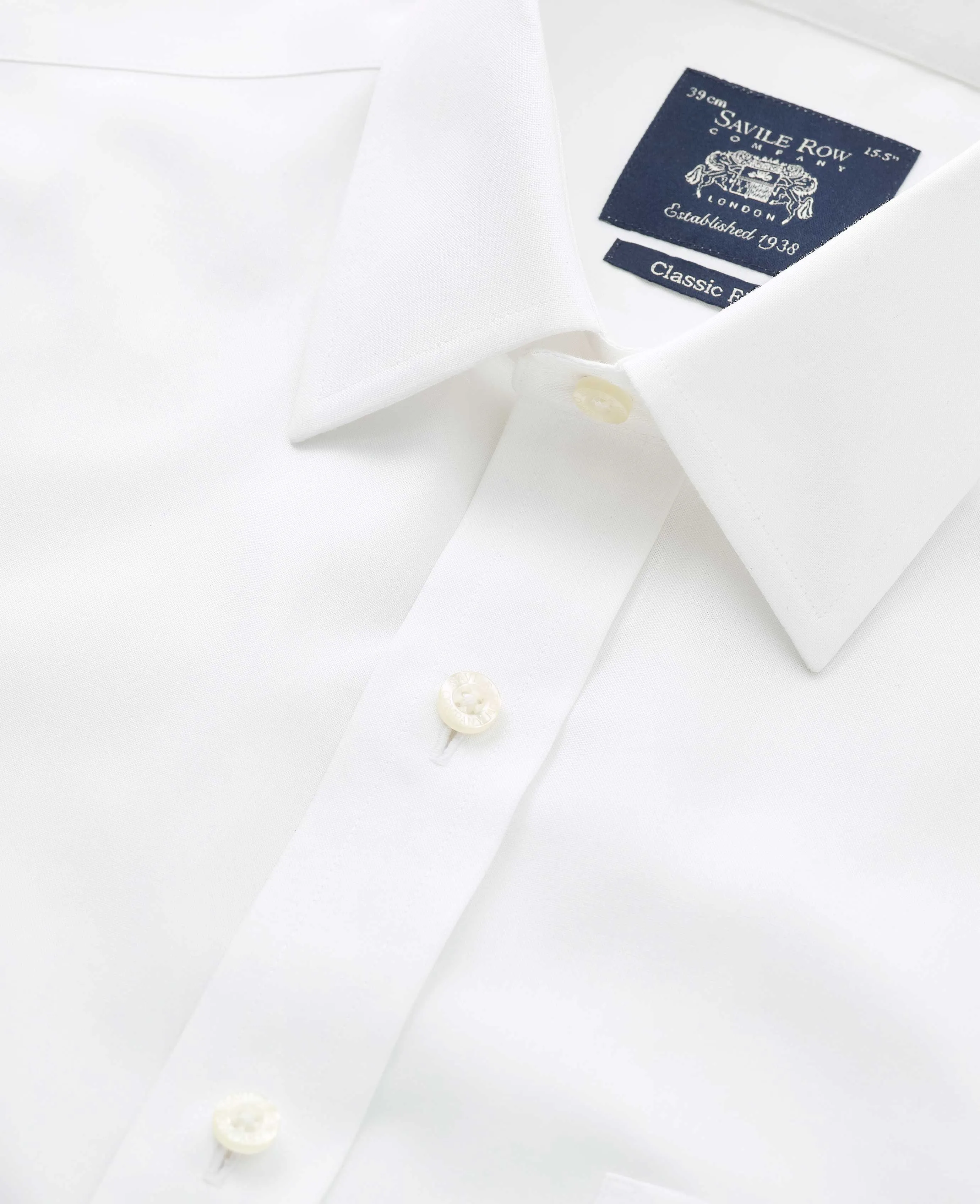 White Cotton Classic Fit Non-Iron Shirt - Double Cuff