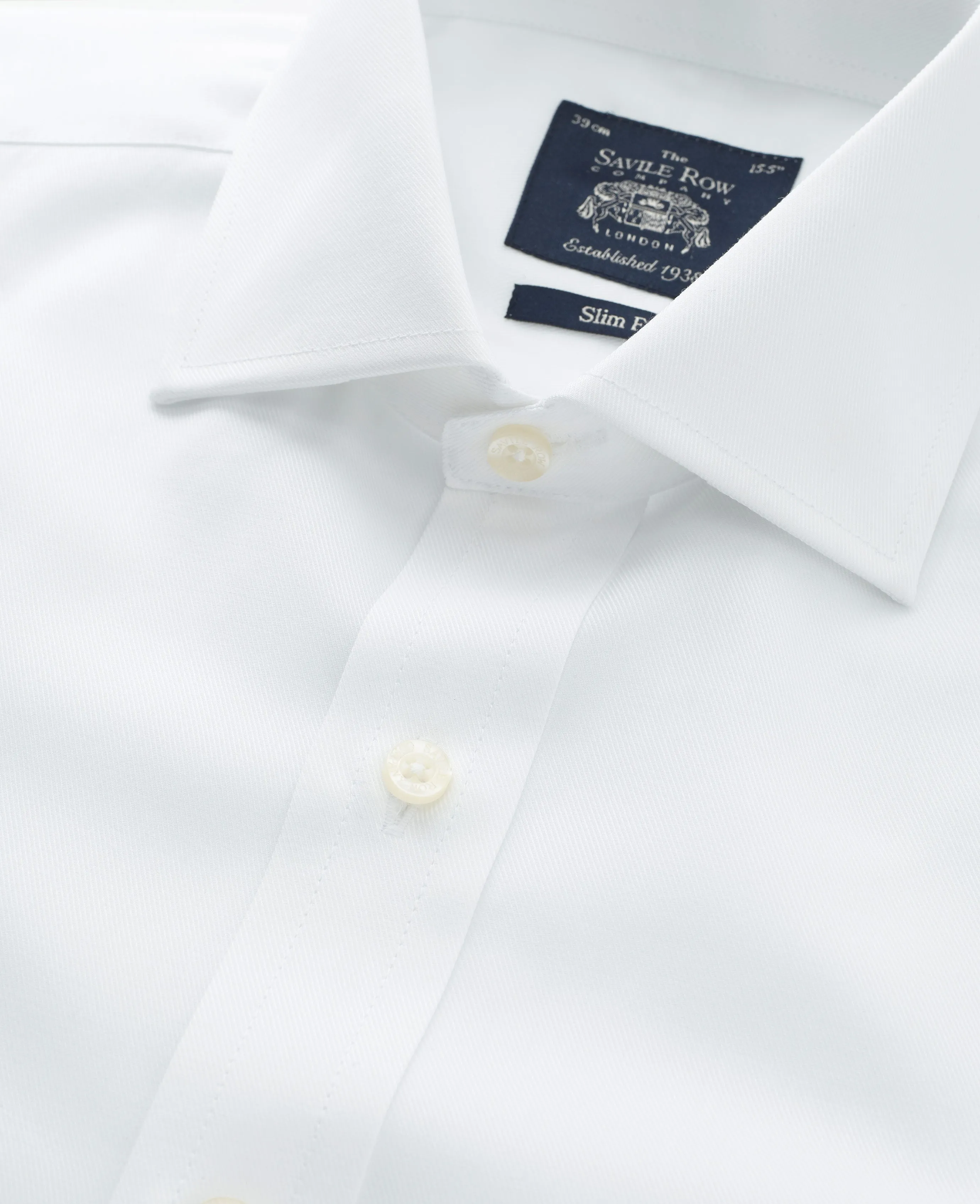 White Fine Twill Slim Fit Formal Shirt - Single or Double Cuff