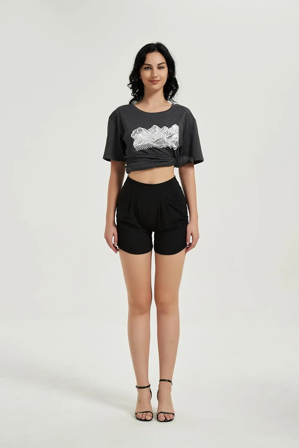Womens Harem Shorts,Casual Shorts,Women's Black Summer Ultra Comfy Stretchable Running Shorts with Pockets