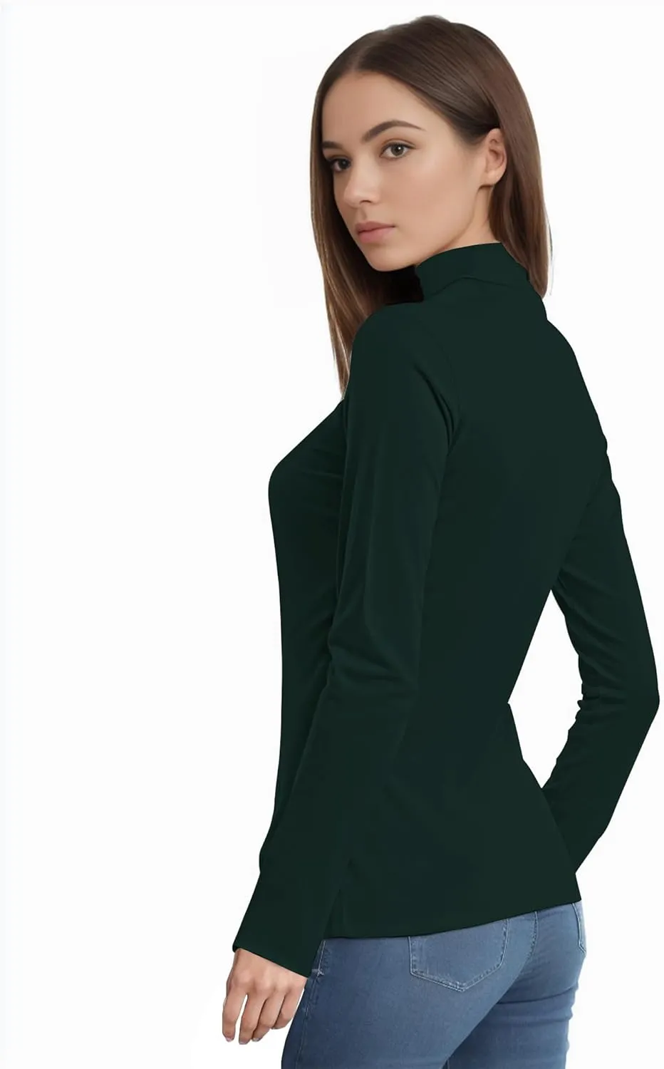 Womens Long Sleeve Turtleneck T-Shirts Mock Neck Underwear Fall Winter Fashion Base Layer Casual Lightweight Soft Tops