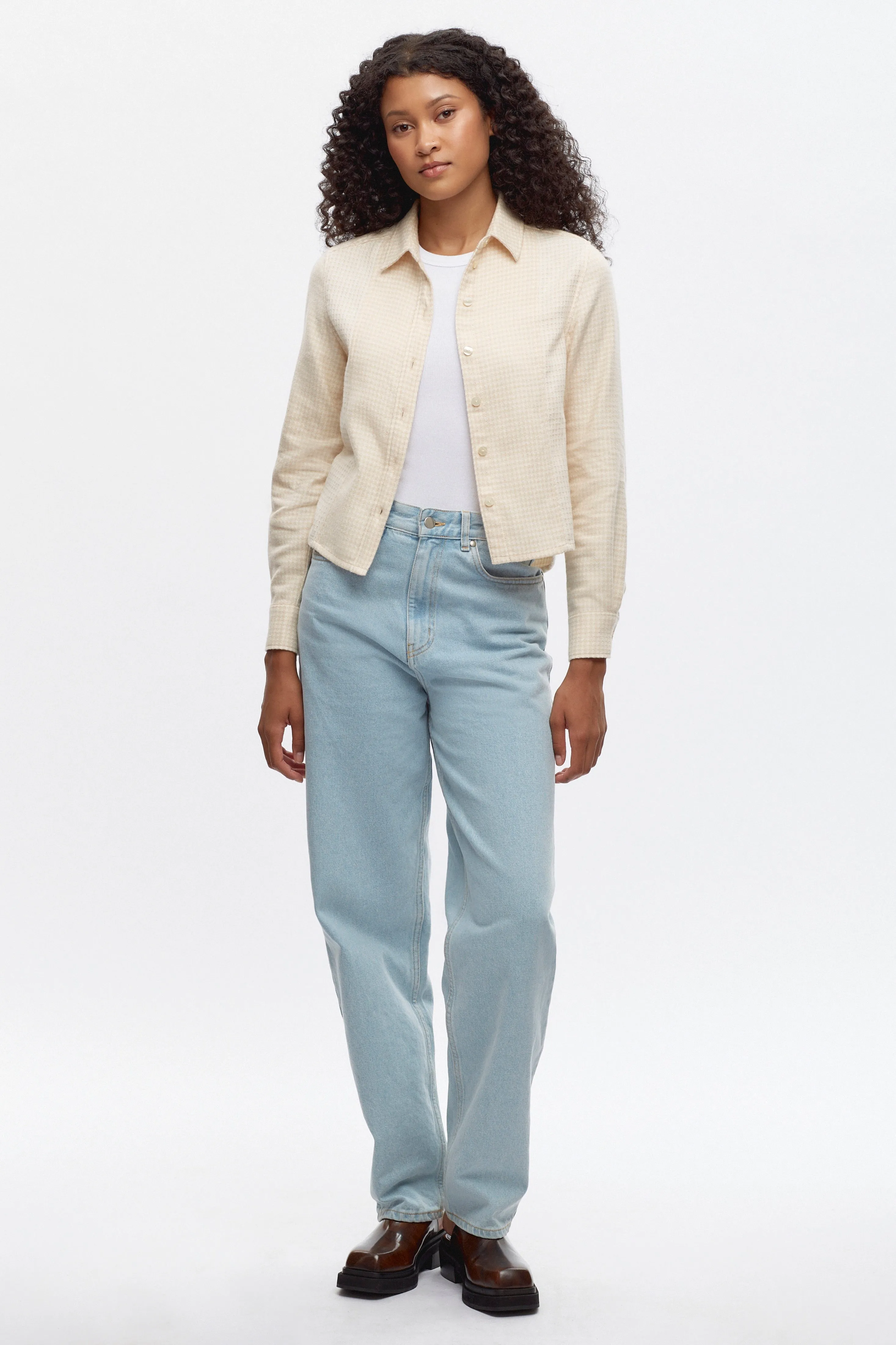Womens Misr Shirt in Alabaster Mix with Detailed Design Features