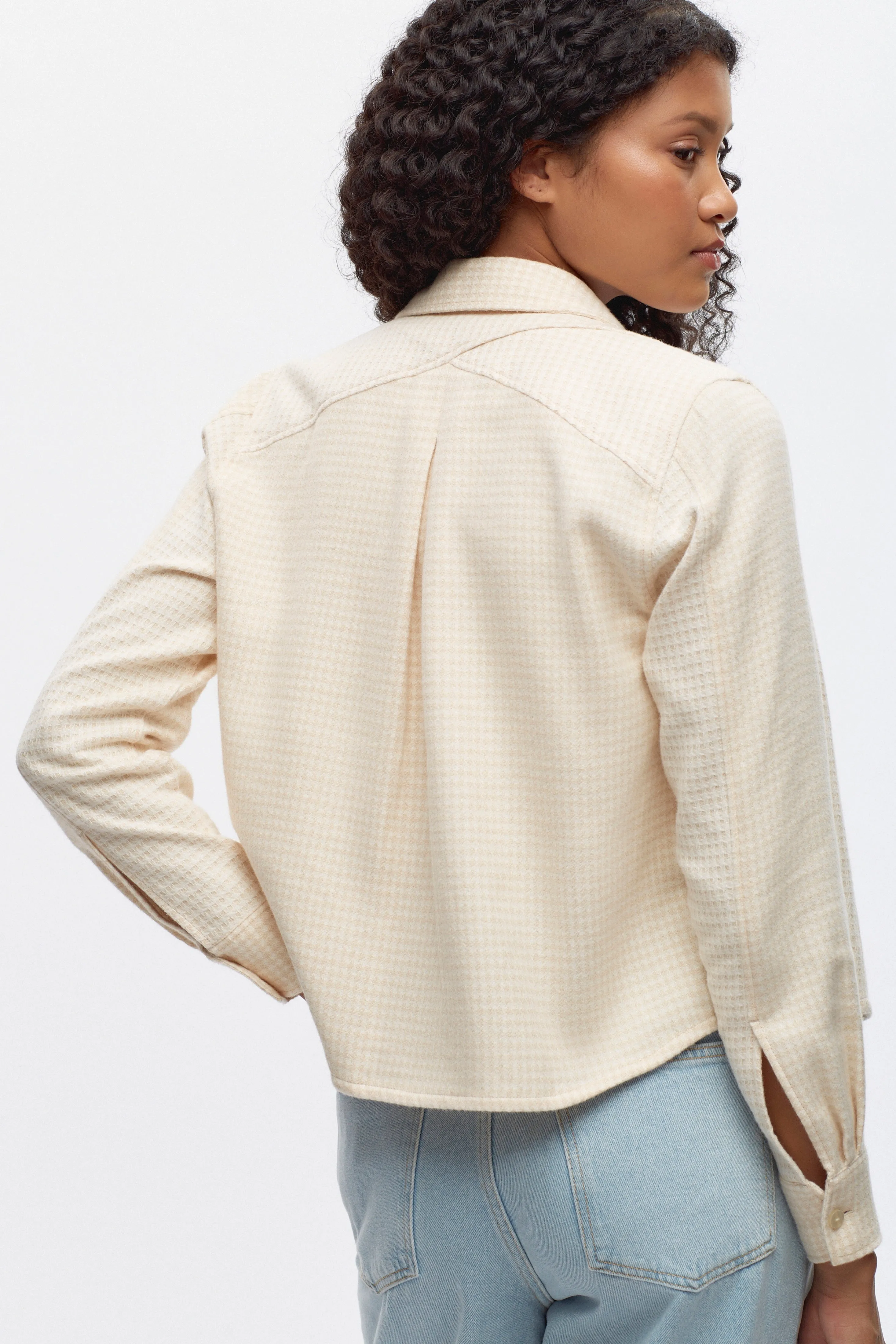 Womens Misr Shirt in Alabaster Mix with Detailed Design Features
