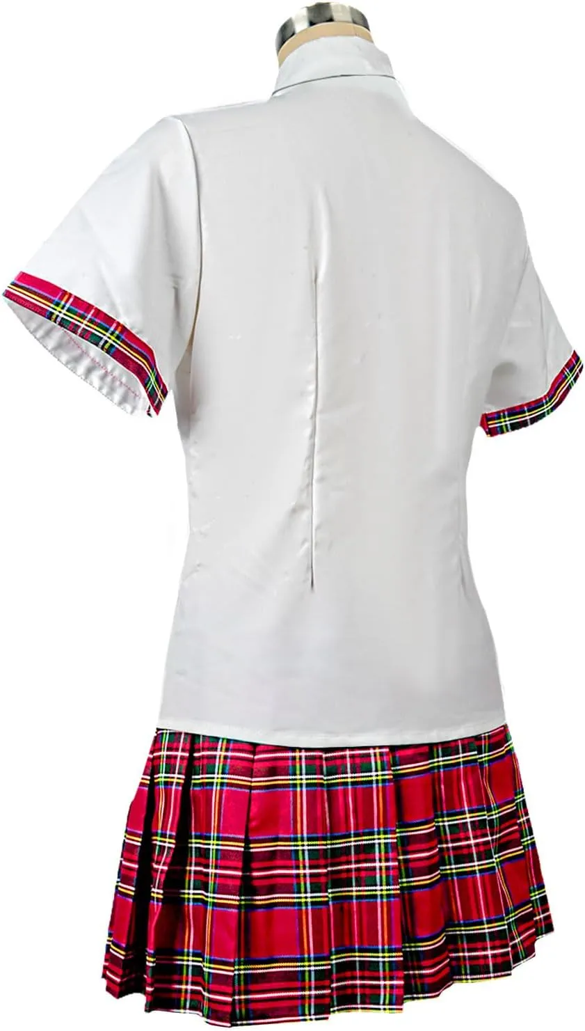 Women's School Girl Outfit Lingerie Set Sexy Student Costumes With Plaid Mini Skirt