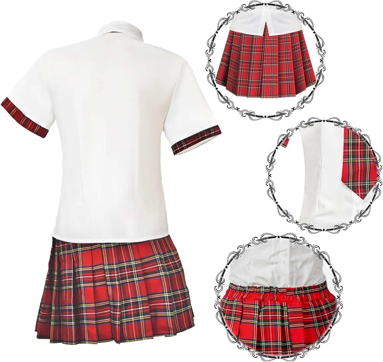 Women's School Girl Outfit Lingerie Set Sexy Student Costumes With Plaid Mini Skirt