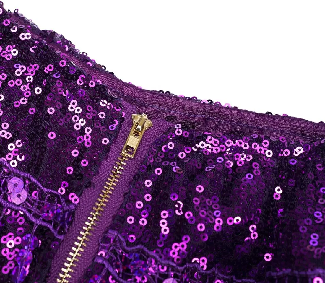 Women's Sequins Tassel Skirts Shorts Rave Festival Bottoms
