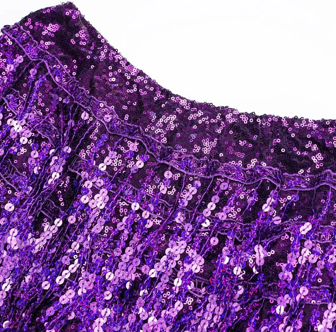 Women's Sequins Tassel Skirts Shorts Rave Festival Bottoms