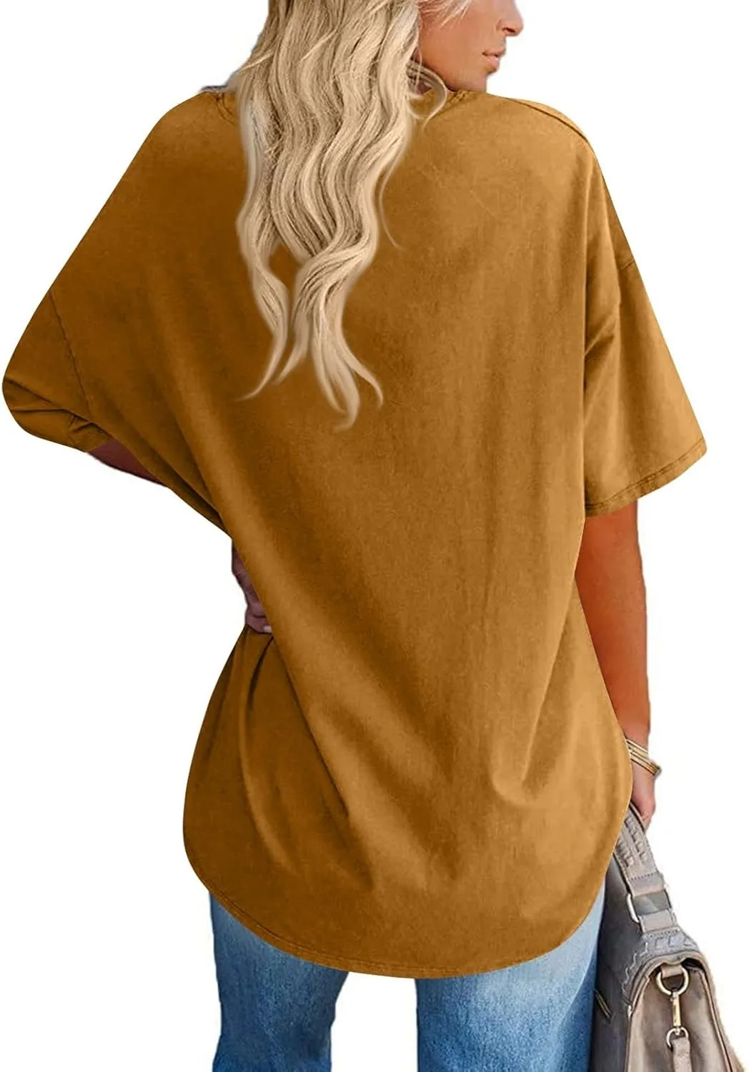 Womens Summer Oversized Shirts V Neck Business Casual Workout Tops Beach Vacation 2025 Gym Clothes Cotton Short Sleeve Tops